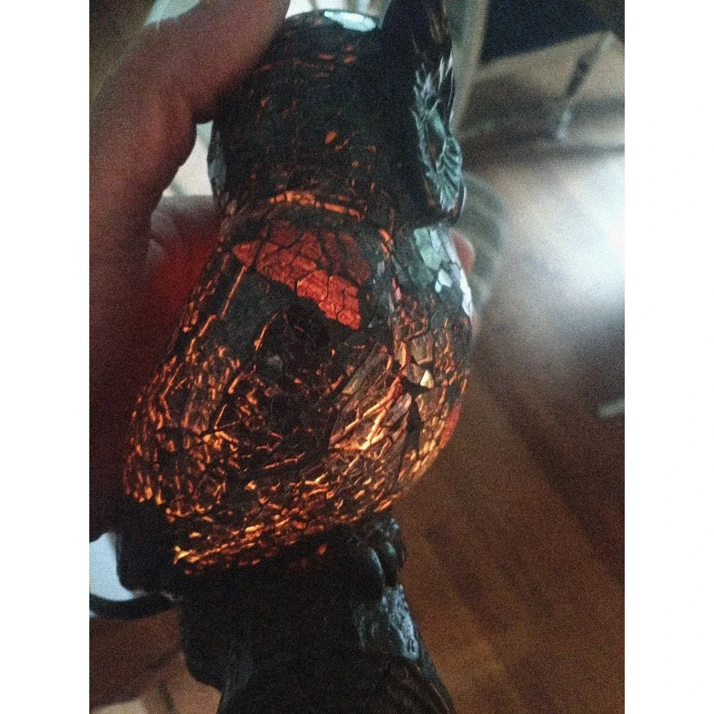 Tiffany style mosaic stained glass owl night light table lamp